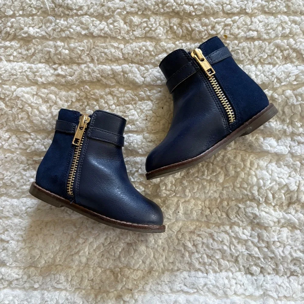 Janie and Jack Toddler Suede Side Zip Ankle Bootie in‎ Merchant Marine Navy Sz 5